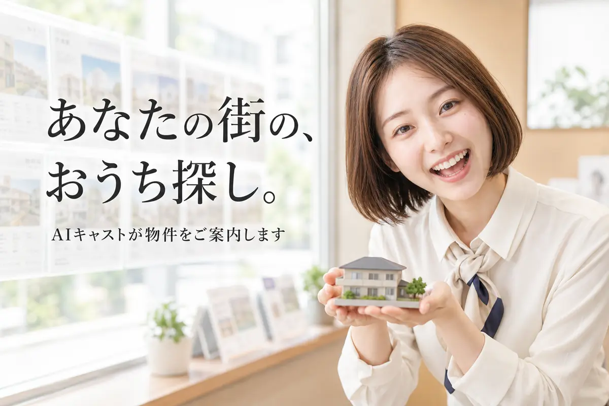 rinneを不動産店舗の看板キャストに起用したバナーイメージ