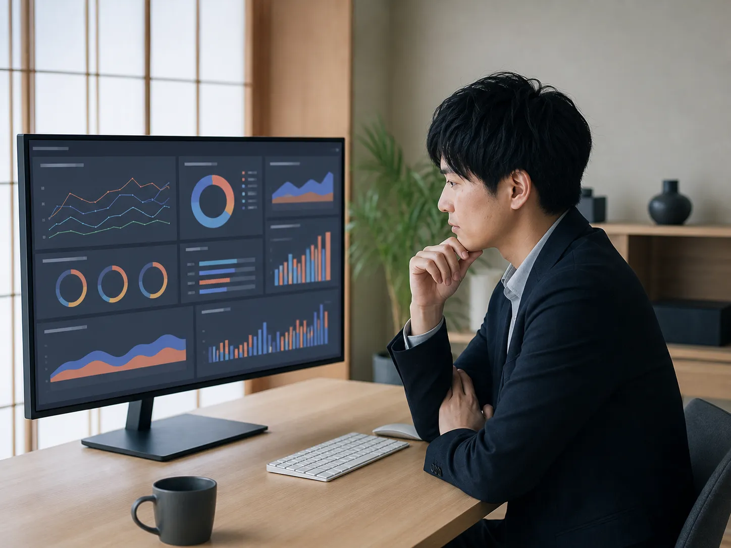 SNS分析ダッシュボードの確認風景